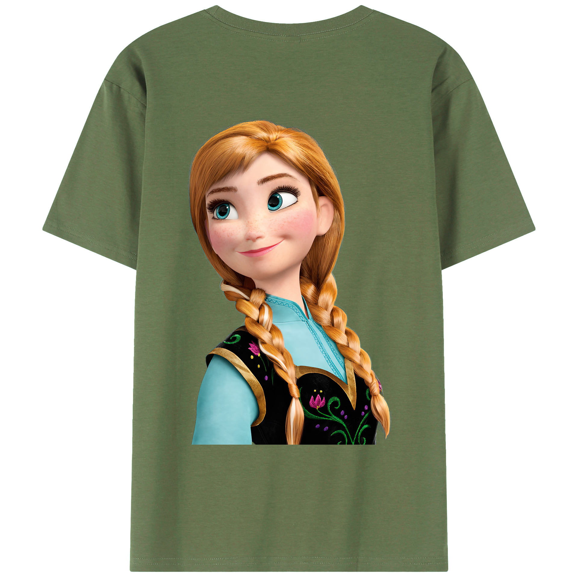（画像用） アナと雪の女王 アンナ エルサ Frozen Anna Elsa 綿100％ メンズ半袖Tシャツ（バックプリント） 通気性